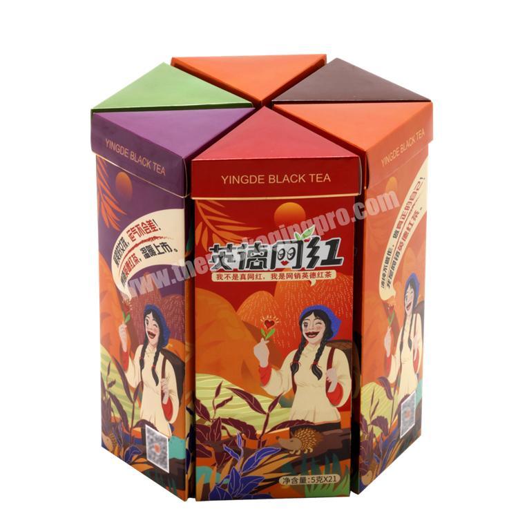 Eco-friendly Foldable Triangle Carton Set Box with Glossy Lamination for Tea Candy