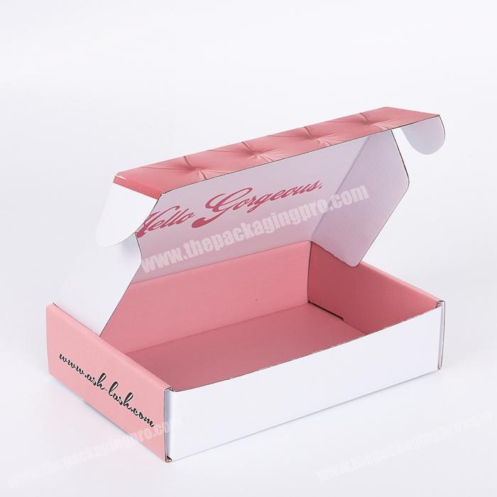 Eco friendly Folding Cosmetic kit Corrugated Box Flat Chipboard Pink Paper Kraft Shipping Boxes with custom logo printing