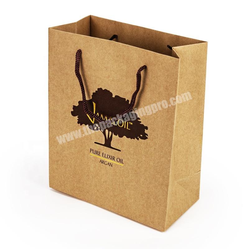 Eco friendly gold hot stamping argan oil paper bag packaging kraft