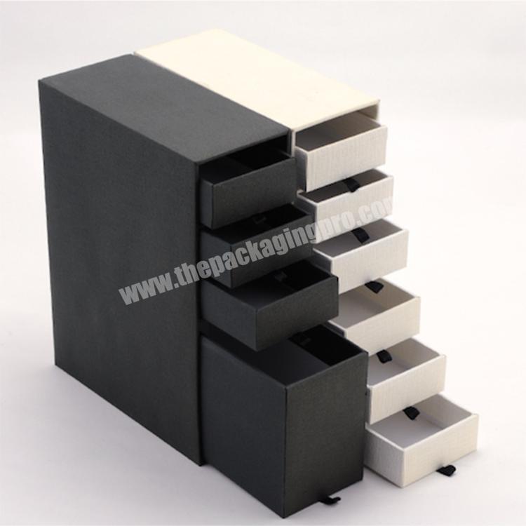 Custom Eco-friendly Good Quality Paper Drawer Storage Box Black Slide Storage Box Multilayer Storage Drawers Box