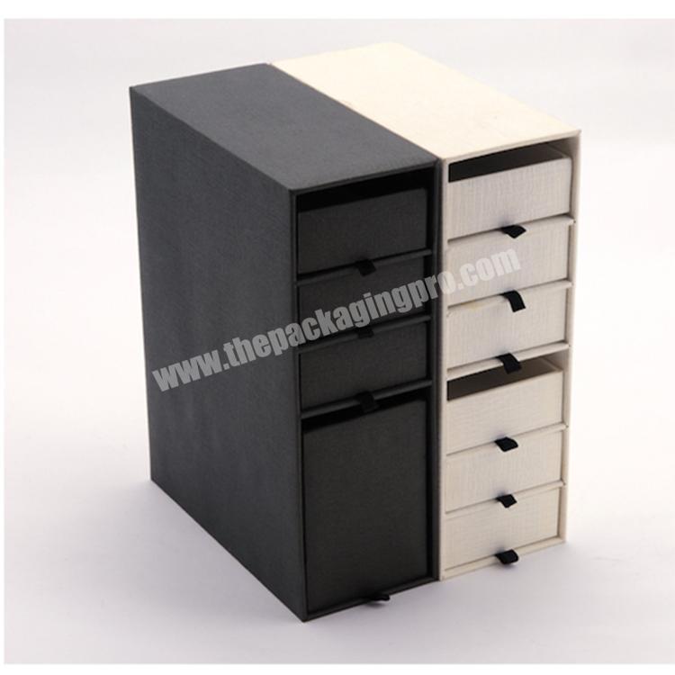 Wholesale Eco-friendly Good Quality Paper Drawer Storage Box Black Slide Storage Box Multilayer Storage Drawers Box