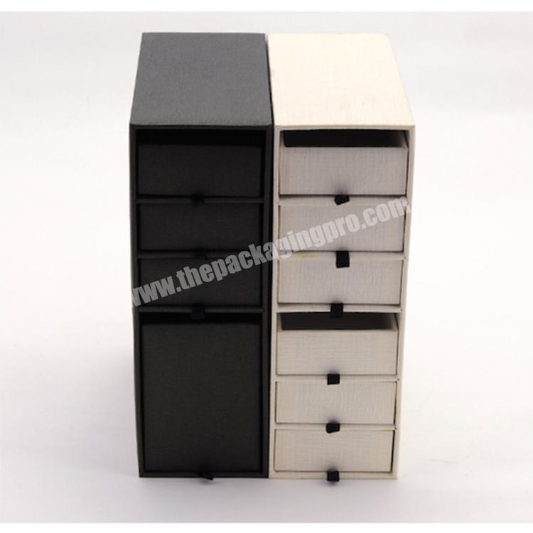Factory Eco-friendly Good Quality Paper Drawer Storage Box Black Slide Storage Box Multilayer Storage Drawers Box