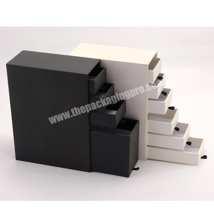 Manufacturer Eco-friendly Good Quality Paper Drawer Storage Box Black Slide Storage Box Multilayer Storage Drawers Box