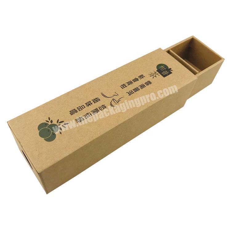 Eco-friendly kraft chipboard drawer shape tea box with pushing hole and paper divider
