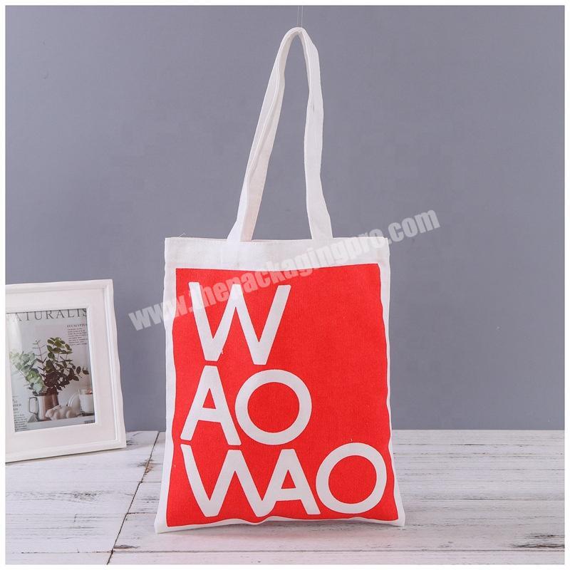 Eco friendly length handle printed tote bag cotton wholesale in Wenzhou