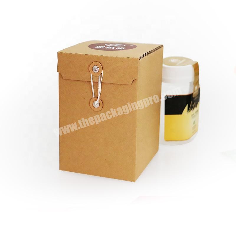 eco friendly natural material honey bottle packaging cardboard storage box with string close