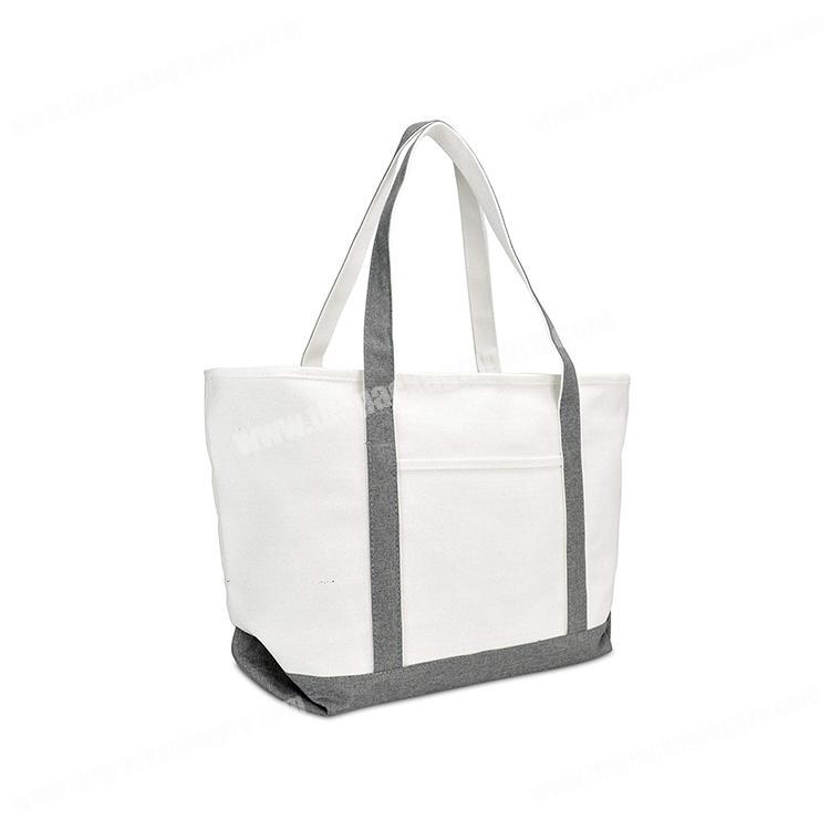 Eco-friendly printed promotional natural zipper cotton grocery shopping bag