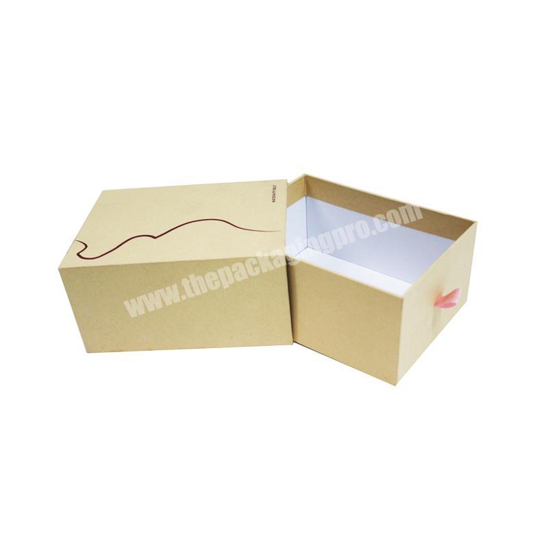 Eco-friendly recyclable customized kraft material  rigid cardboard gift box packaging with ribbon