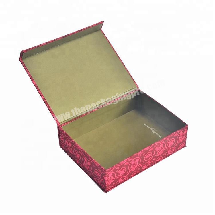 Eco-friendly Red Felt Gift Cardboard Type Box With Magnetic Cover And Embossing Printing