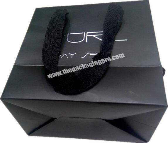 Eco Friendly Small Black Paper Gift Jewelry Packaging Bag With Your Own Logo