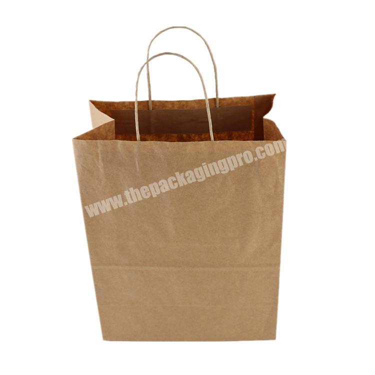 Eco-friendly strong brown kraft paper carrier take away bags with twisted handle