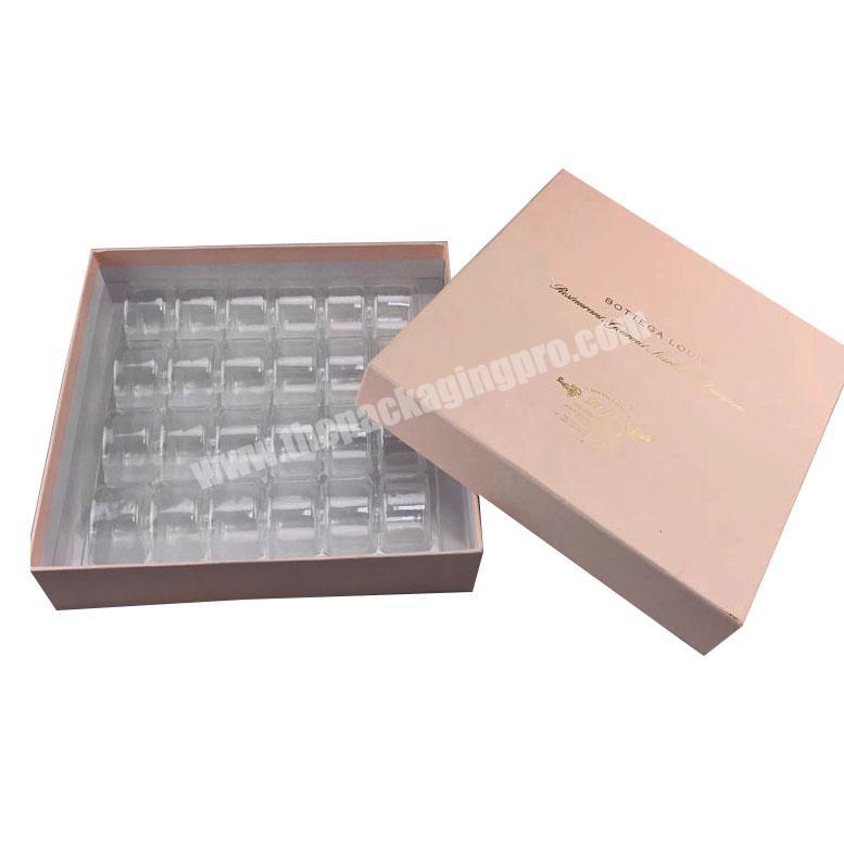 Eco-friendly top and base 24PCS packed cookies box macarons packaging with transparent blister