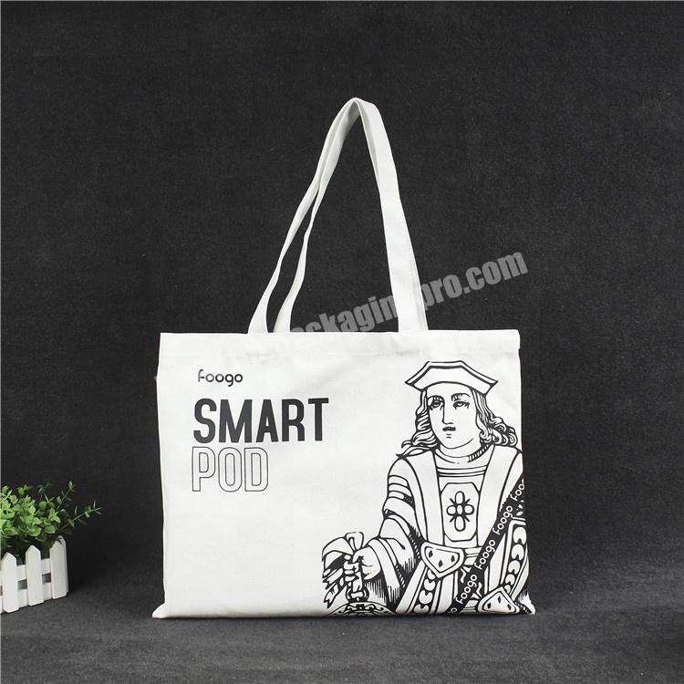 Eco friendly white color reusable canvas shopping custom logo bag