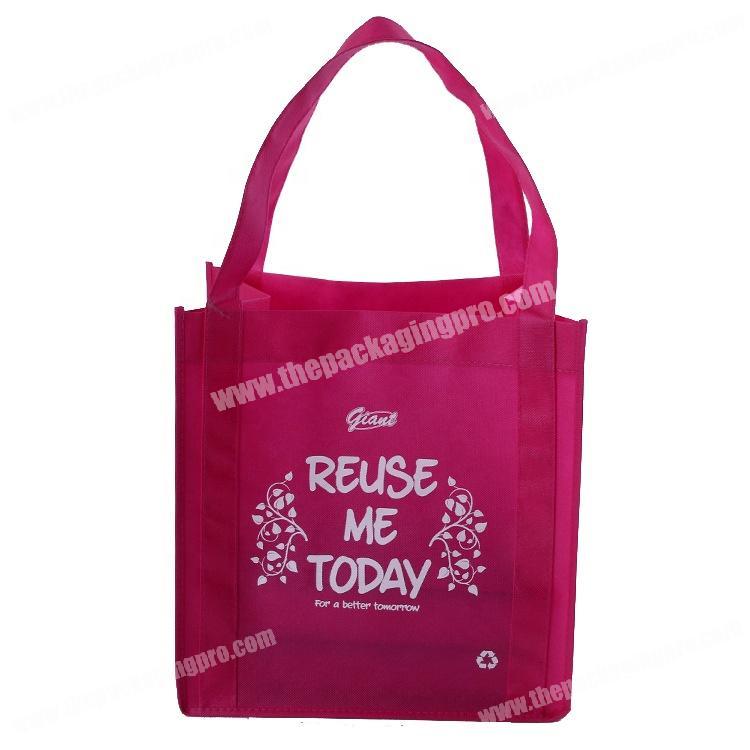 Eco friendly wholesale supermarket pink non woven shopping bag gusset