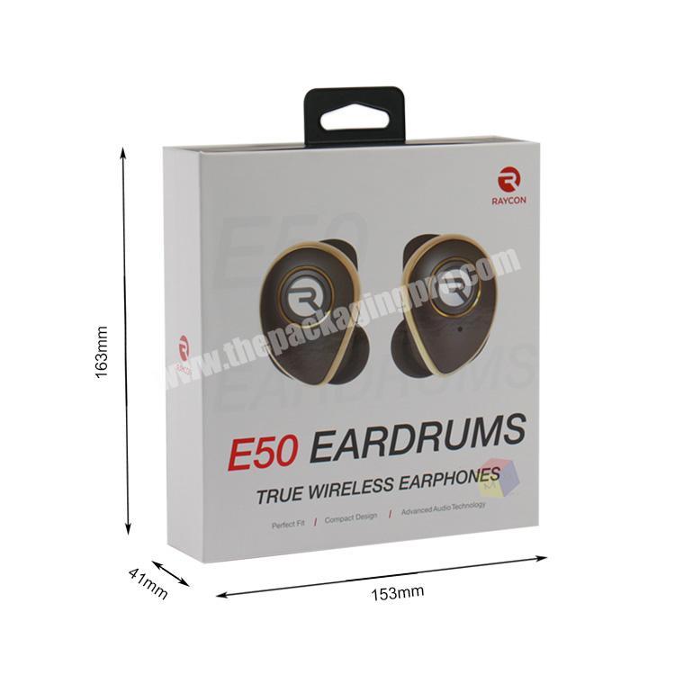 electronics high quality recycled packaging earphone with plastic hook