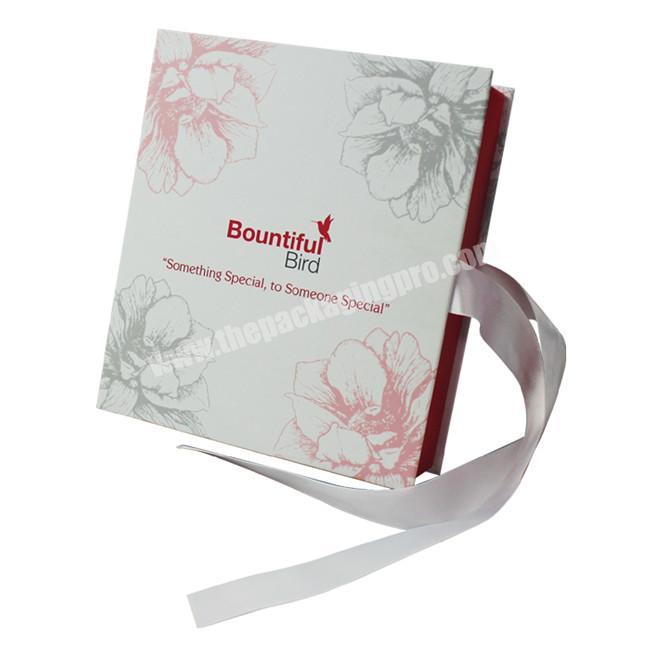 Elegant Book Shape Design Cosmetic Paper Box White And Red Cardboard Gift Perfume Box With Ribbon Closure
