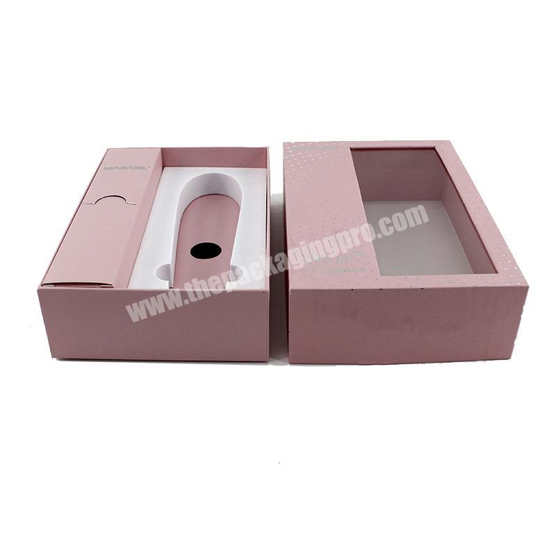 Elegant face beauty apparatus paper packaging clear window box with inlays