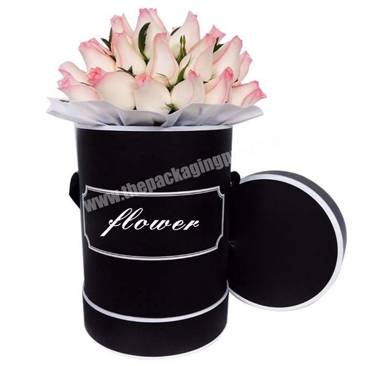 Elegant flower printing box custom round paper tube round black cardboard gift box