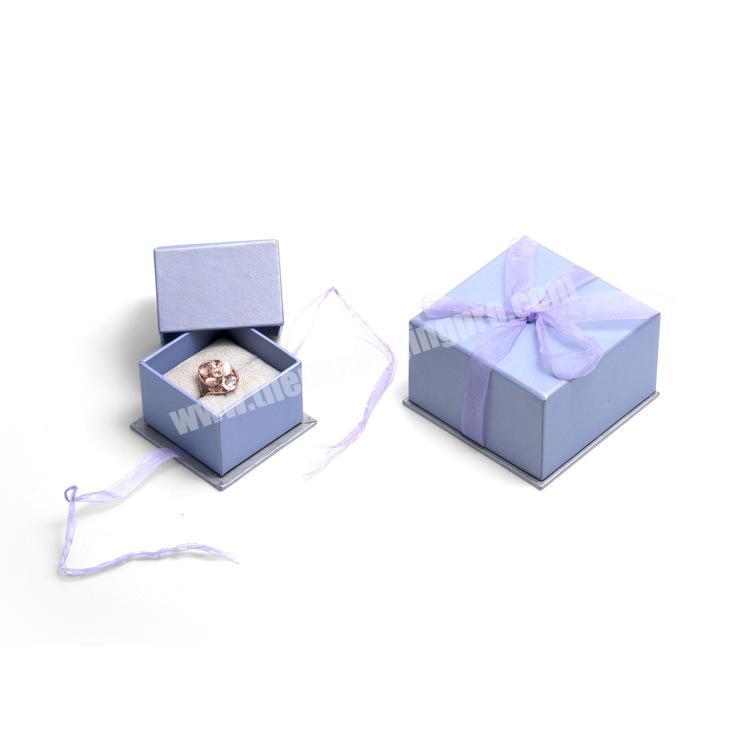 Elegant gift set cardboard jewellery velvet box for ring and necklace packaging with ribbon