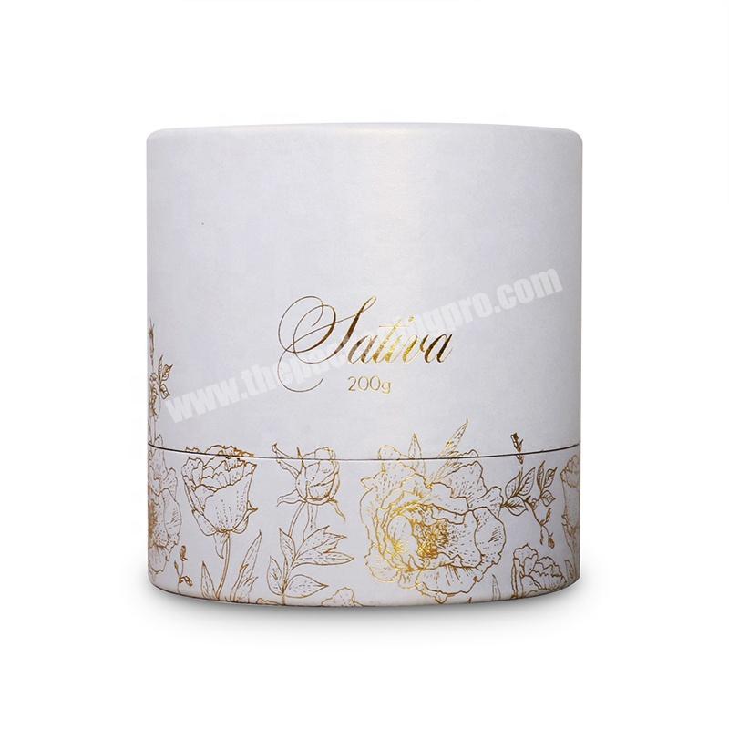 Elegant gold foil rose perfume bottle candle cup white cylinder tube packaging box custom