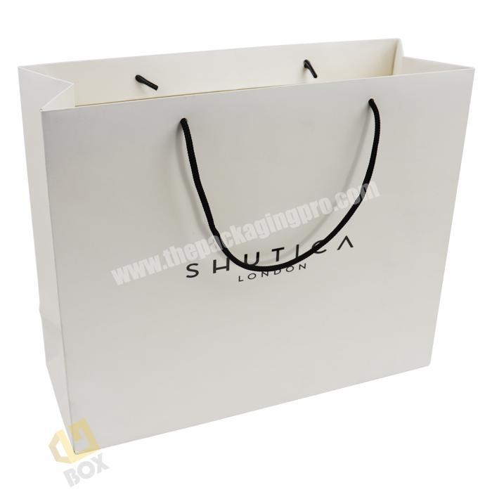 Elegant Looking Luxury Competitive Price Customized Brand Logo Boutique Shopping White Paper Gift Bags With Ribbon Handles