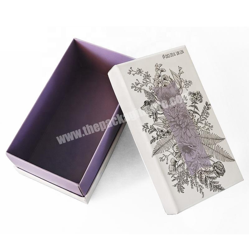 Elegant purple rectangle square soap flower cardboard paper packaging gift box