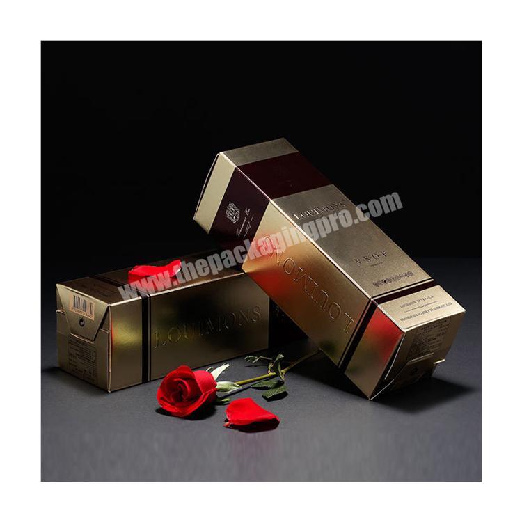 Embossed logo frosted gold card paper packaging box for perfume