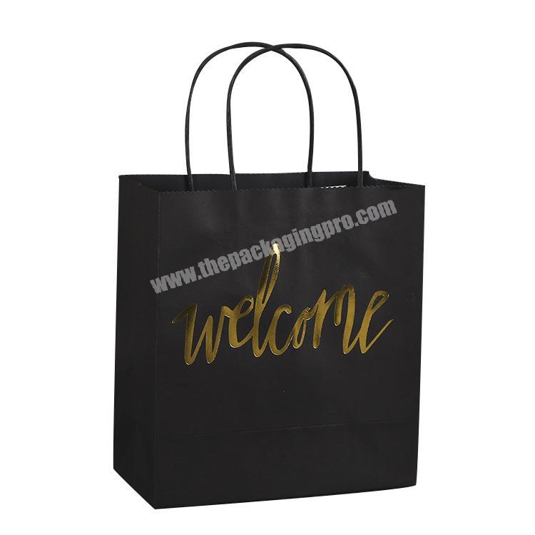 Embossing and logo gold foil custom printed black high quality paper gift bag