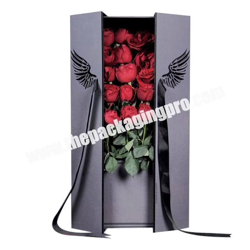 Embossing UV Custom Logo Matte Black White Jewelry soft touch lamation gift box large for flower
