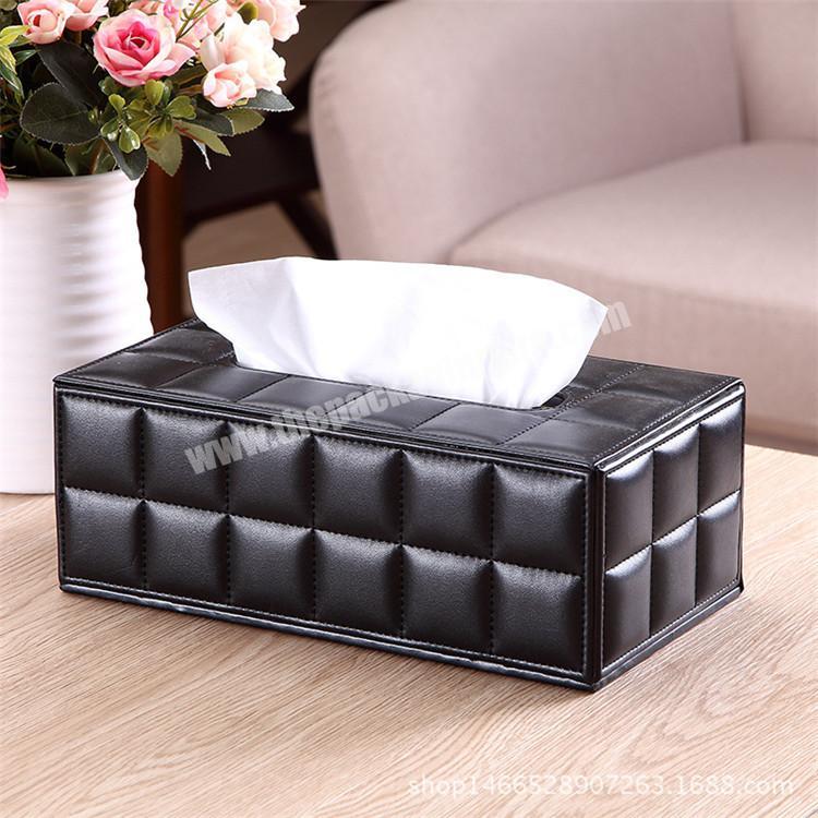 Embroidery leather cover paper cardboard napkin tissue box for home hotel