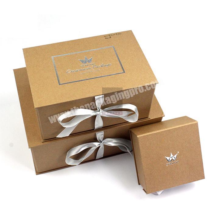 Empty brown kraft box luxury packaging cardboard kraft paper custom printed gift cosmetic box