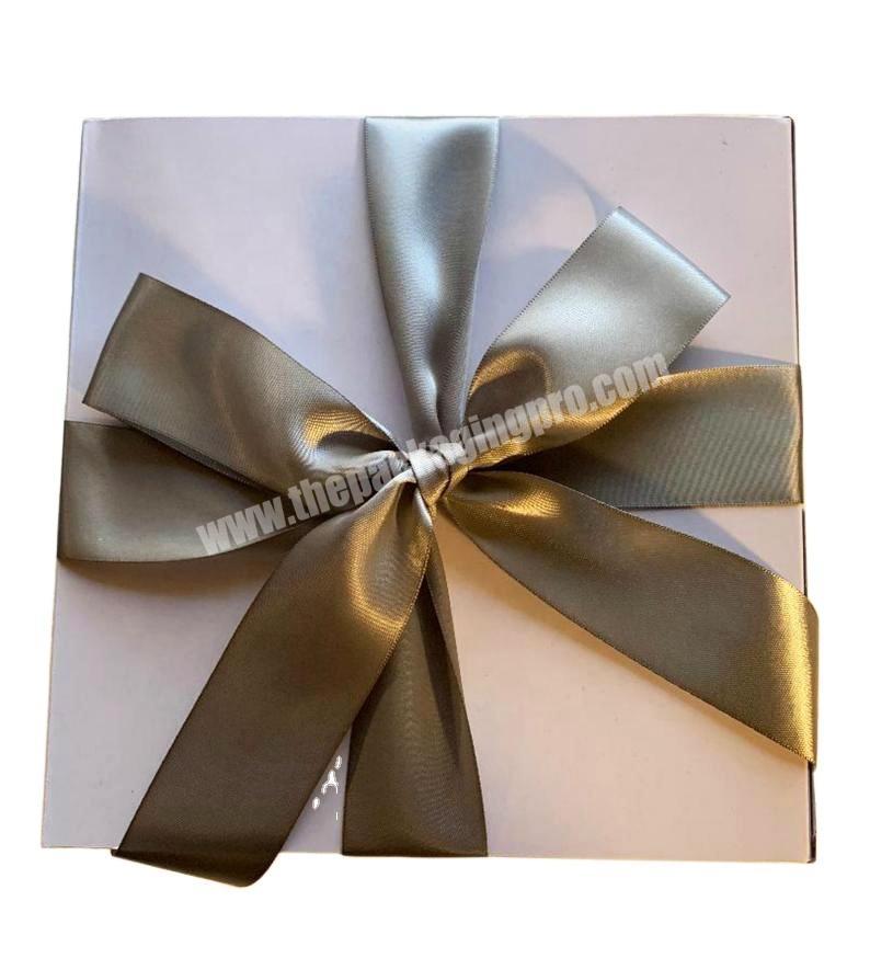 Empty personalized ribbon white gift box bridal shower gift packing box