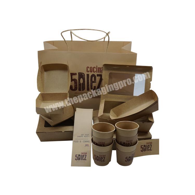 End Custom 4 Compartment Coated Packaging Recycled Brown Grade Eco-friendly Insulated Take Away Hot Kraft Paper Fast Food Box