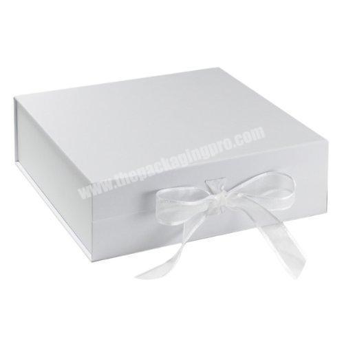 Environmental Friendly Recycled Foldable Magnetic Gift Box With Bow Custom
