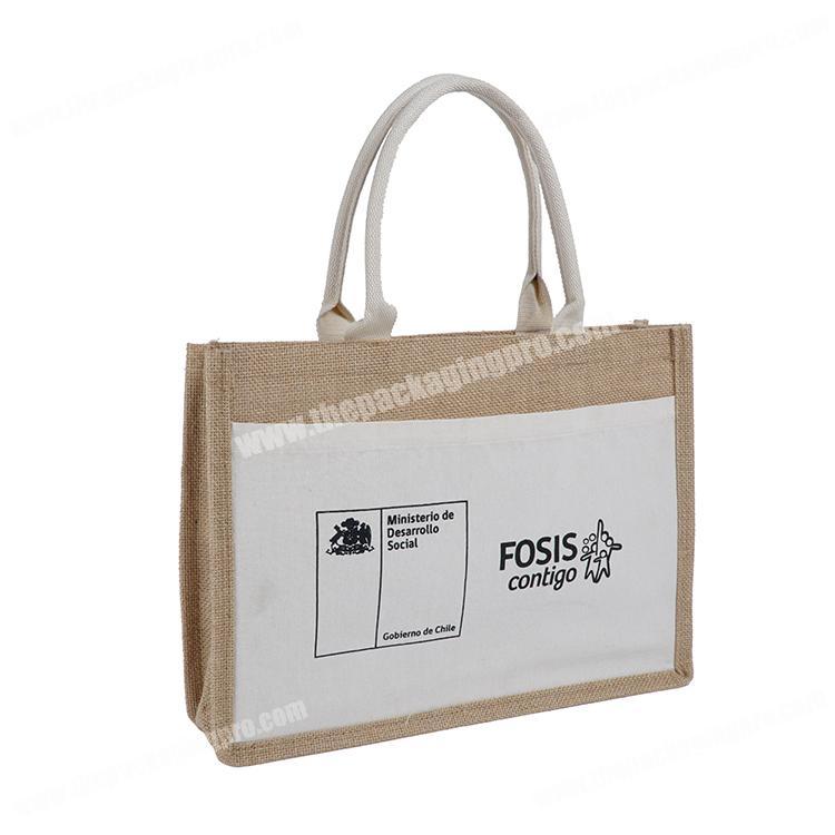 Environmental reusable printed shopping beautiful jute bag