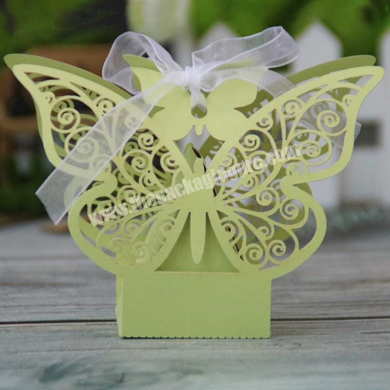 Environmentally friendly cardboard elegant chocolate custom gift box wedding candy cake packing butterfly candy box