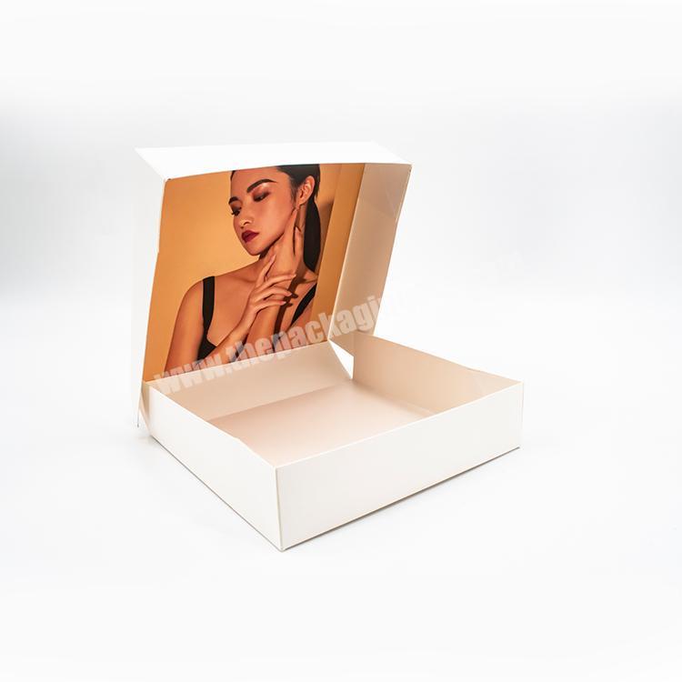 Environmentally friendly  logo printed customized white square foldable  clothing packaging kraft shipping boxes