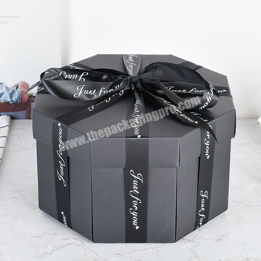 Explosion Surprise Rose Gift Handmade Birthday Anniversary Wedding Black DIY Photo Album Scrapbook Explosion Packaging Box