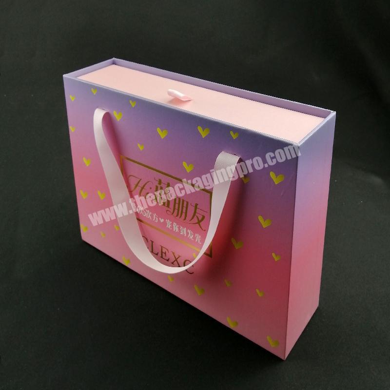 Exquisite And Durable Fashion Drawer Style Shoe Box With Ribbon Handle