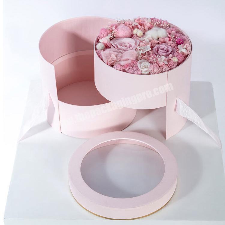 Exquisite round double-layer rotating creative flower gift box