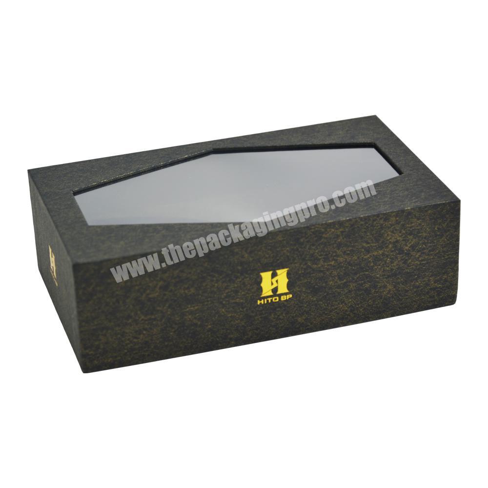Extra-fashionable cardboard packaging with plastic window, Custom clear shoe box packaging