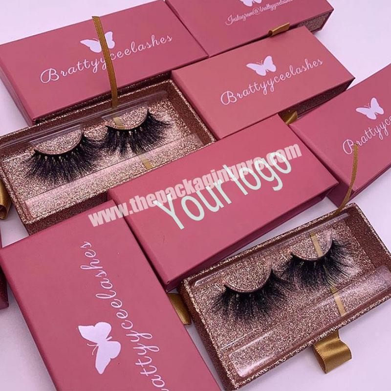 Eyelashes 3d Mink Fur Black Cotton Oem Box Long Band Style Lashes Plastic Color Package Hand