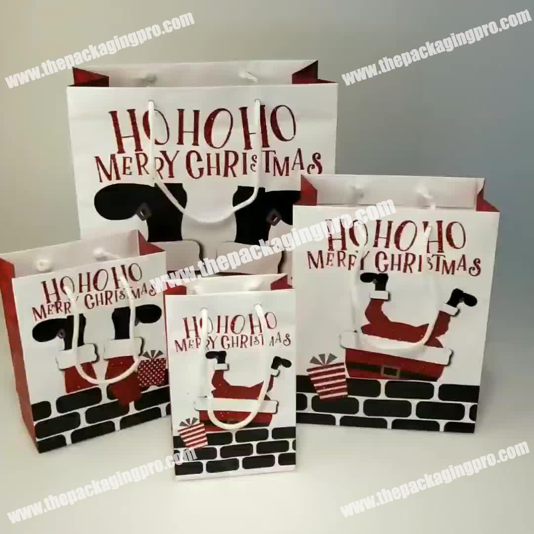 Factory Chinese Best Stock Concise Style Gift Paper Bags Small Christmas Holiday Gift bags Sets for Any Size