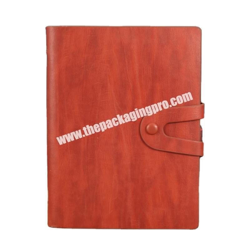 Factory Custom A5 B5 A6 Promotional Black Brown Red Paperback Notebook PU Leather 6 Ring Binding Diary Notebook Printed Logo