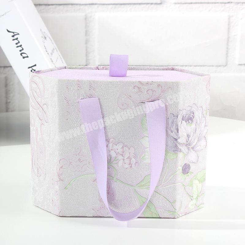 Factory custom cloth pattern hexagonal drawer gift box wedding gift box packaging box