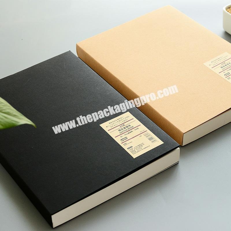 Factory Custom Faux PU Leather Bound 200GSM 260GSM Paper Cardboard Sketchbook Sketch Book With Logo Embossing Silver Gold Stamp