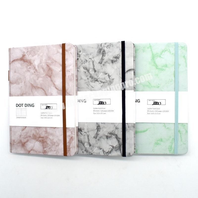 Factory Custom Marble Pu Leather Diary Notebook With Pen Loop New Design Fashion A5 A6 Size Leather Agenda Cover Marble Notebook