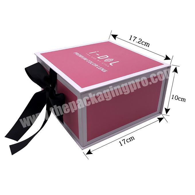 factory custom  pink gift box paper pink gift boxes with ribbon with ribbon closure packaging  box