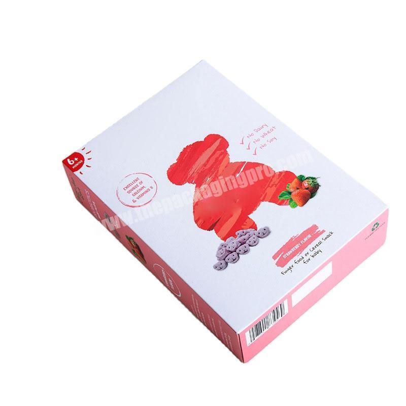 Factory Custom Printed color corrugated packing rectangle carton packaging flat snack food paper long boxes