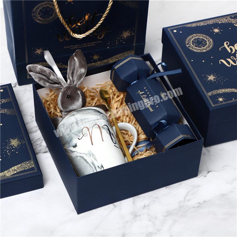 Factory customized square blue gift box perfume gift box